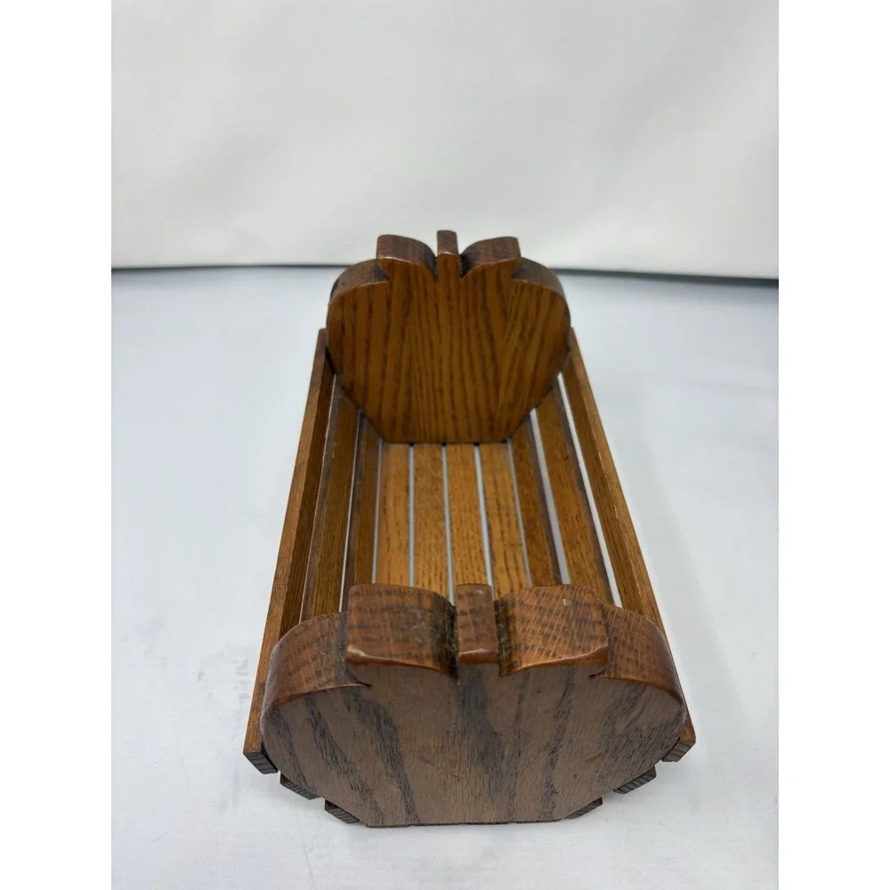 Vintage Heart-Shaped Decorative  Wooden Slat Storage Basket/Rack Country Cottage